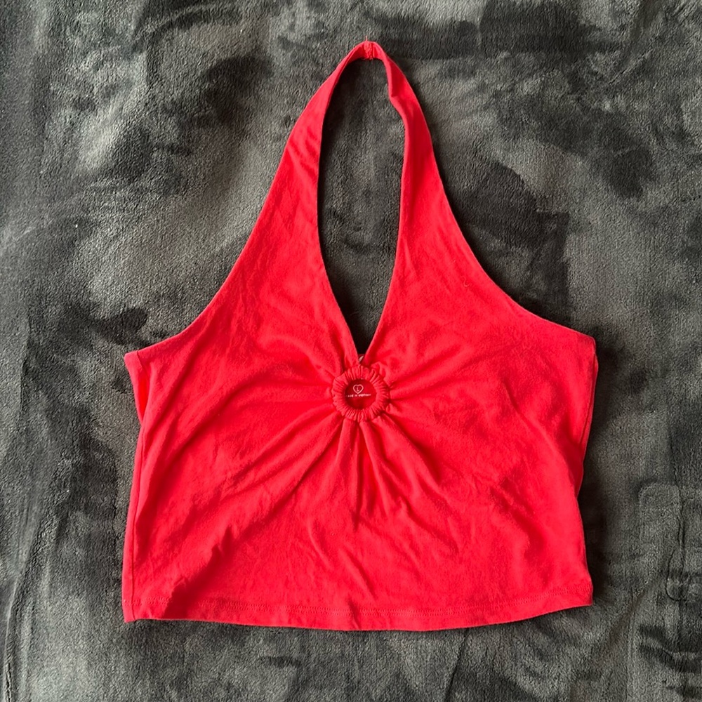 Size Large Hollister Red Keyhole Halter Crop Top